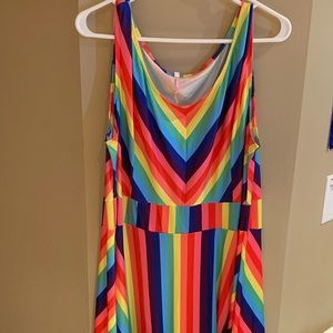 Really cute rainbow dress from Amazon. The tag says 5x but it fits like a 3x.